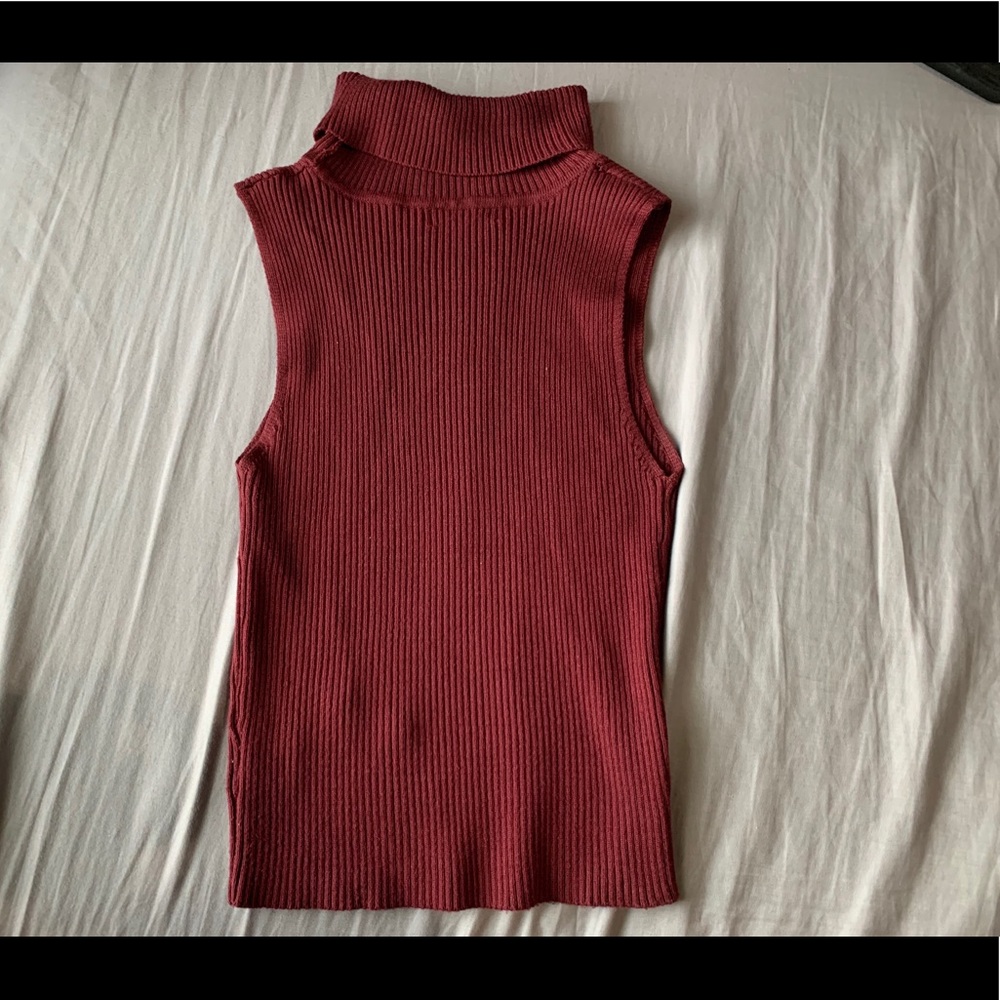 Kendall & Kylie Maroon Sleeveless Turtle Neck